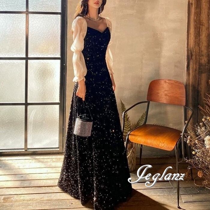 2色 パーティ イブニングドレス バイカラー キラキラ 光沢感(MB602)ζ☆