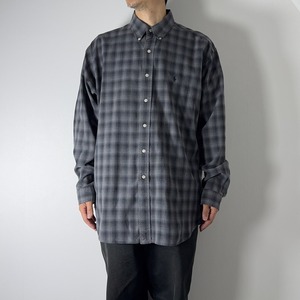 90s Ralph Lauren SILK COTTON shadow plaid shirt "BLAKE" XL 古着