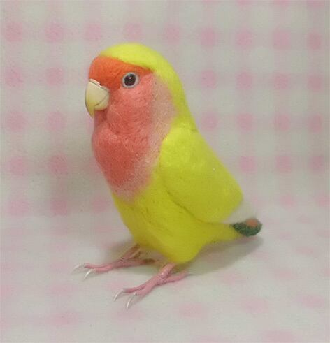 【オバサン】 羊毛フェルト　コザクラインコ 受注作成品】 コザクラインコ チェリー系 イエロ－ ゴールデンチェリー