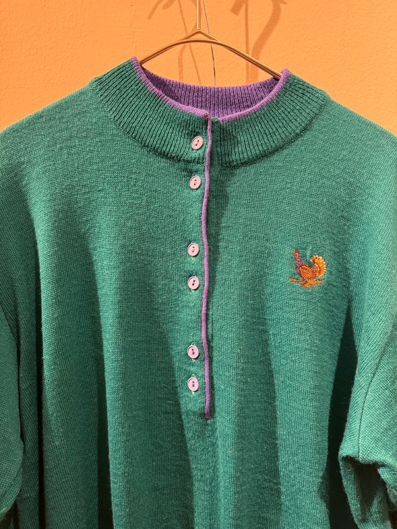 80's-90's GOLDEN GATE Bird Embroidery Virgin Wool Knit