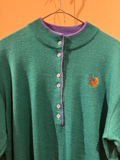 80's-90's GOLDEN GATE Bird Embroidery Virgin Wool Knit