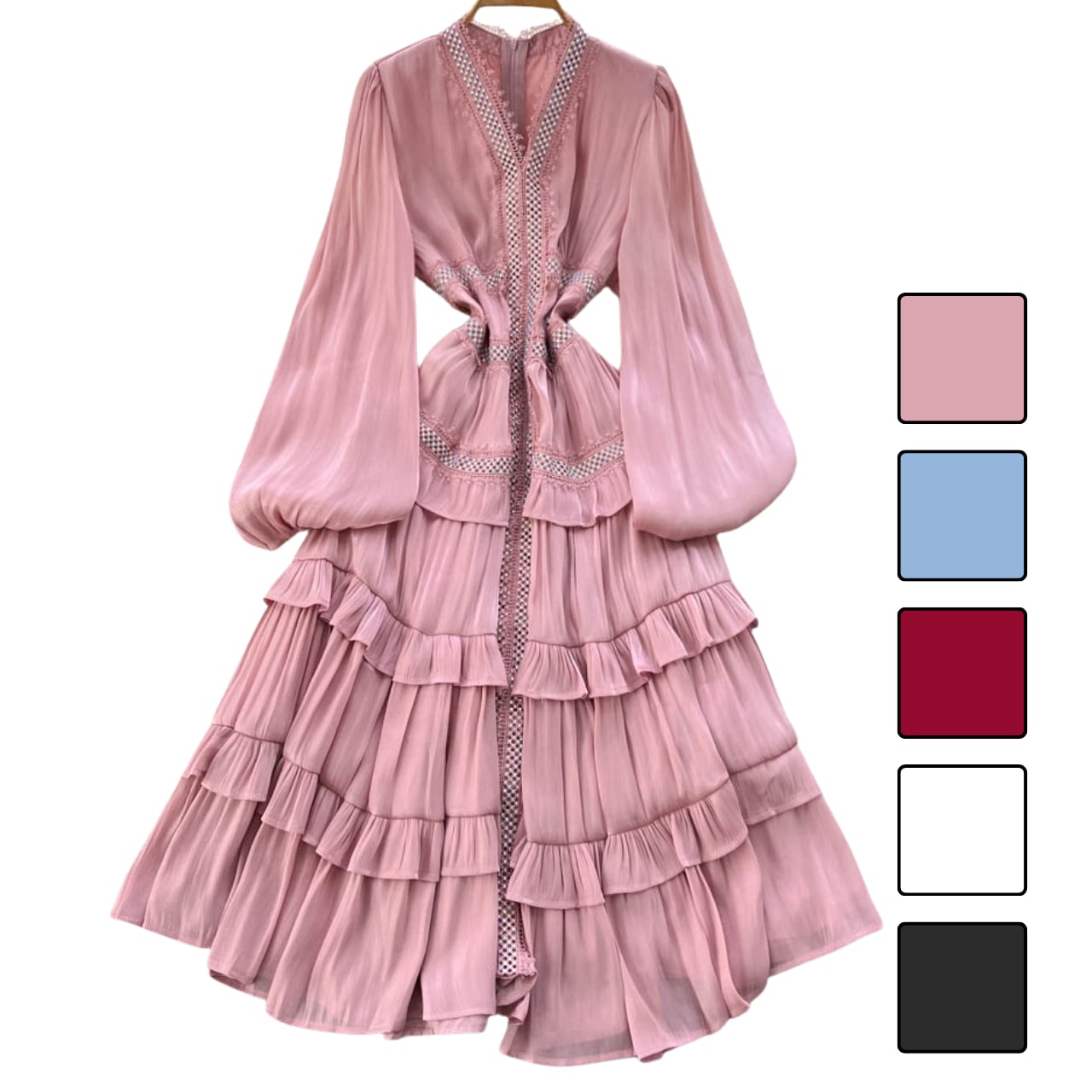 ロマンティックシフォンティアードワンピース 5color L2073