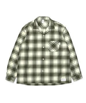 Check Lt Flannel OC Wide Shirt / OLIVE