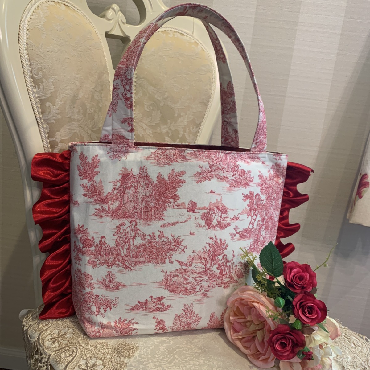 ルージュカラー☆トワルドジュイ 田園風景のトートバッグ | PEONIA 