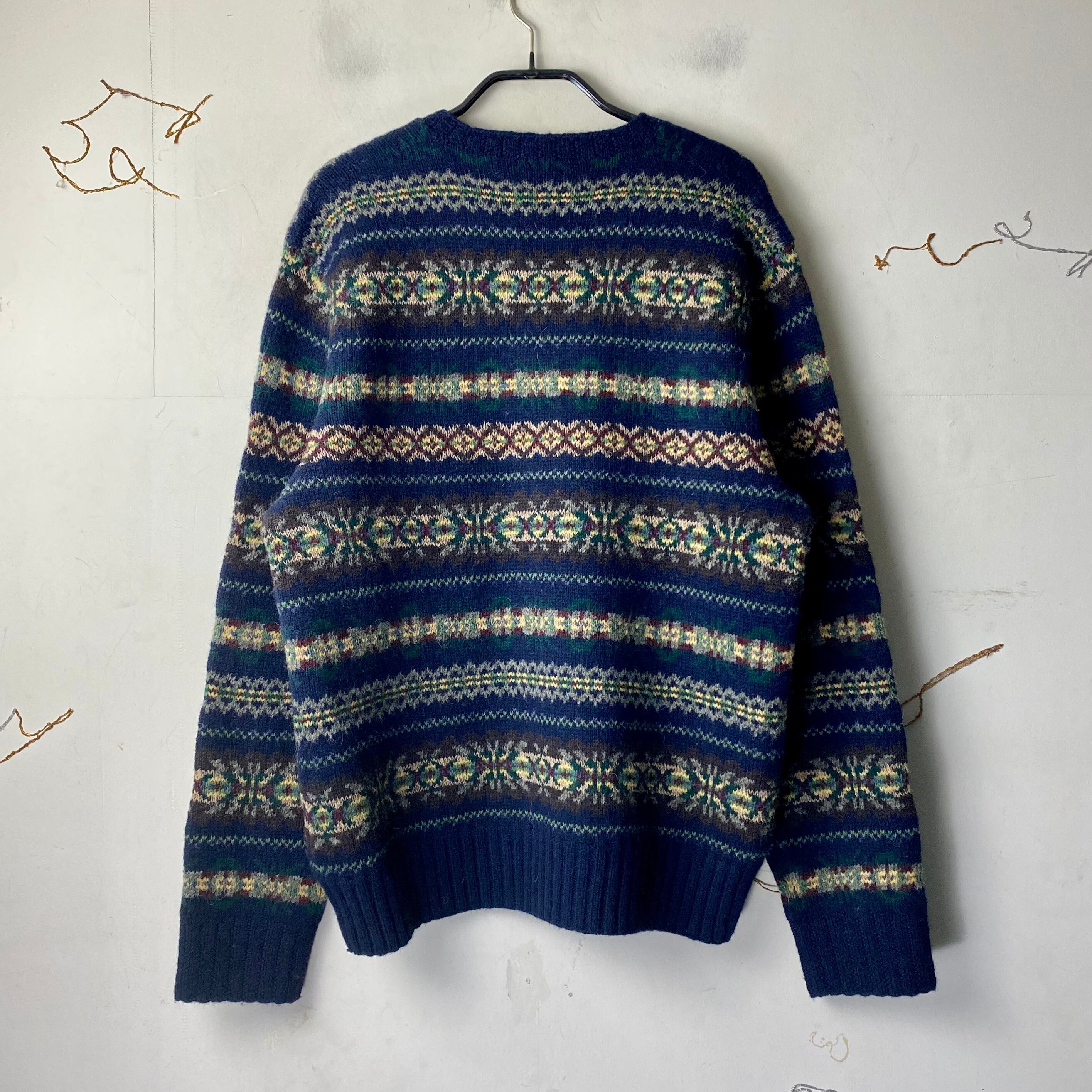 POLO by RALPH LAUREN native pattern V-neck hand knit sweater 
