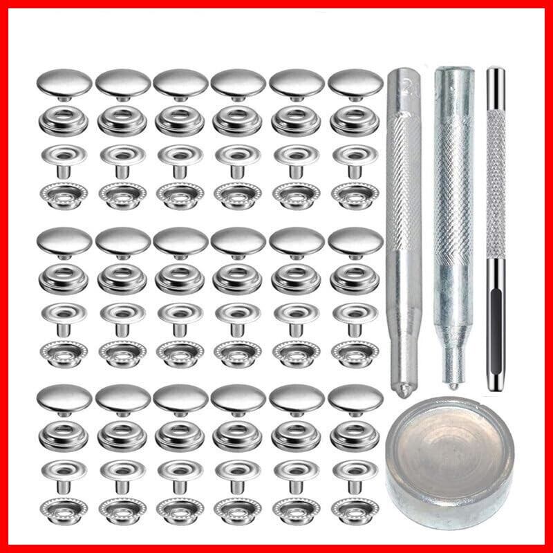 Liroyal 18セット 15mm ジャンパーホック ステンレス鋼メタルボタン