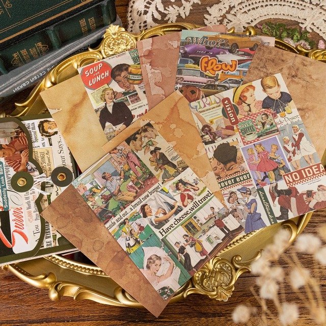 ペーパーフォルダ入りヴィンテージ風素材紙セット　25種50枚入り　蓦然回首シリーズ【陌墨(MO-CARD)】[MC-13]