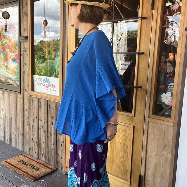 インド綿フリルトップス