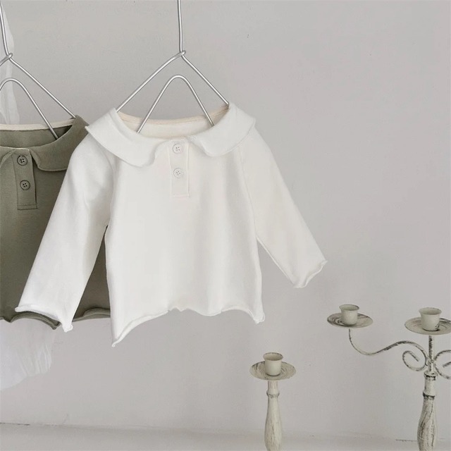 【取寄】シンプルだけど使い勝手抜群なピーターパンカラーメロウ風トップス