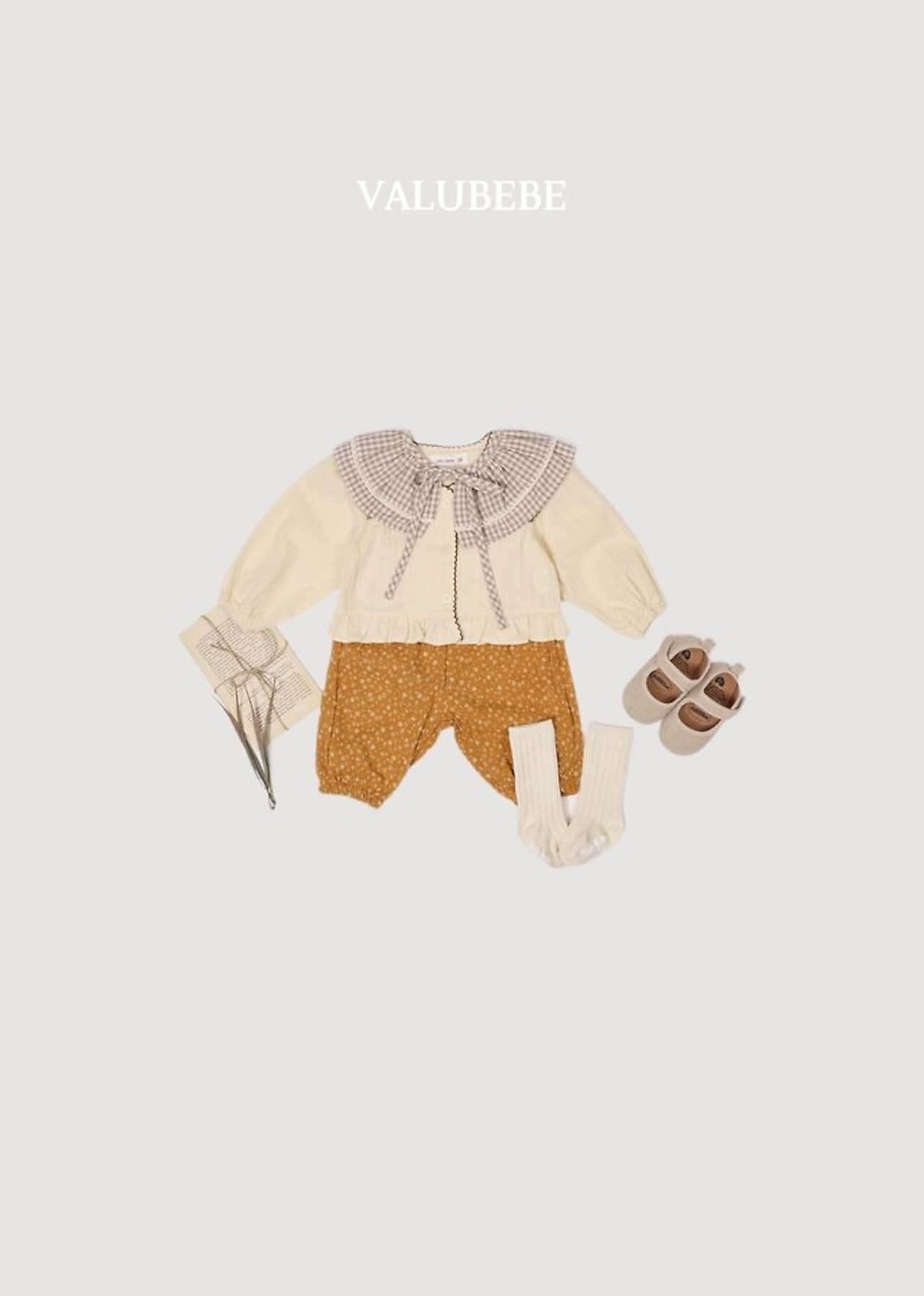 韓国子供服 / 26Autumn / 〖取寄〗valubebe / エンボスパンツ - チェック / ベビー服 / キッズ服 *6M~S*
