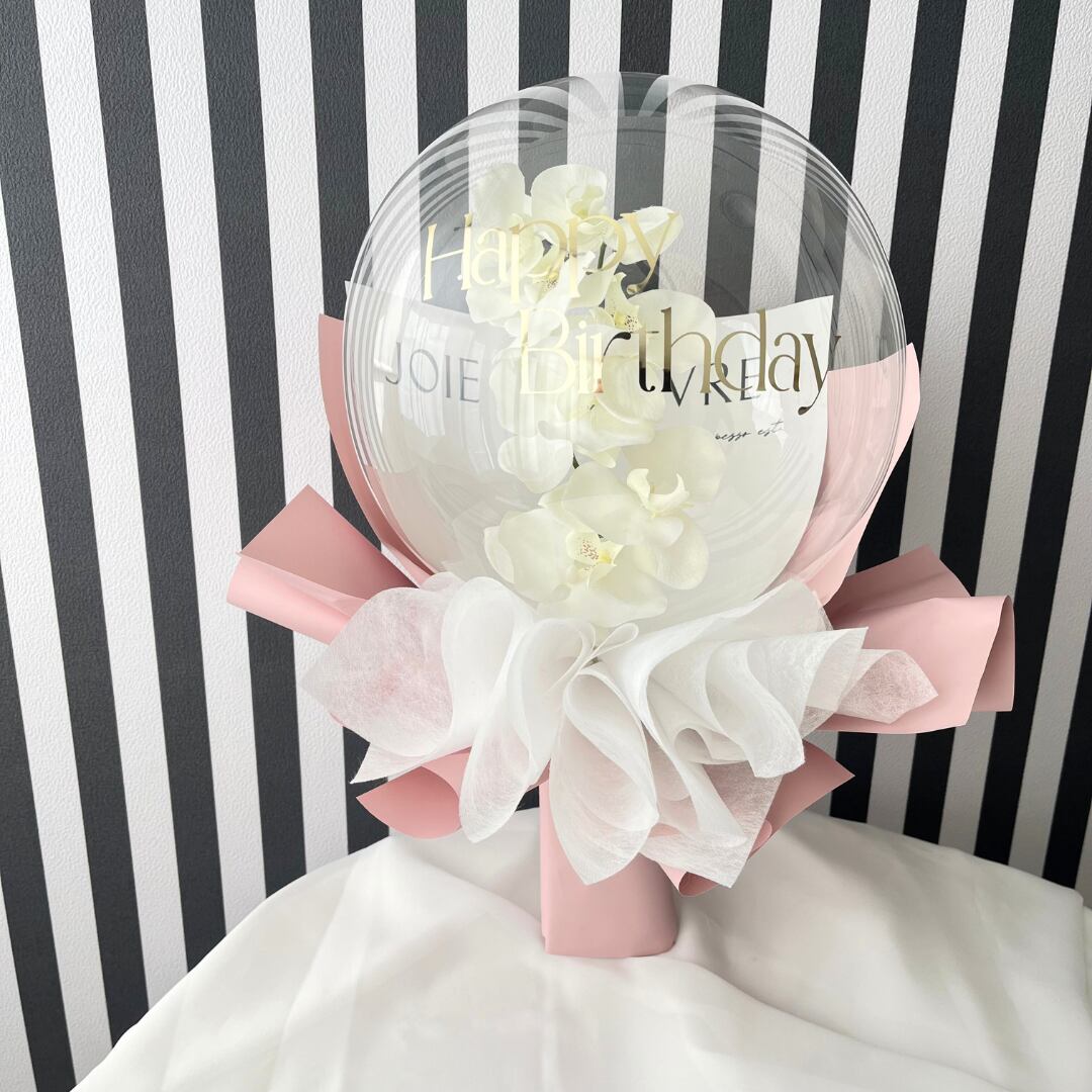 コチョウラン×ホワイト バルーンフラワーブーケ Lサイズ