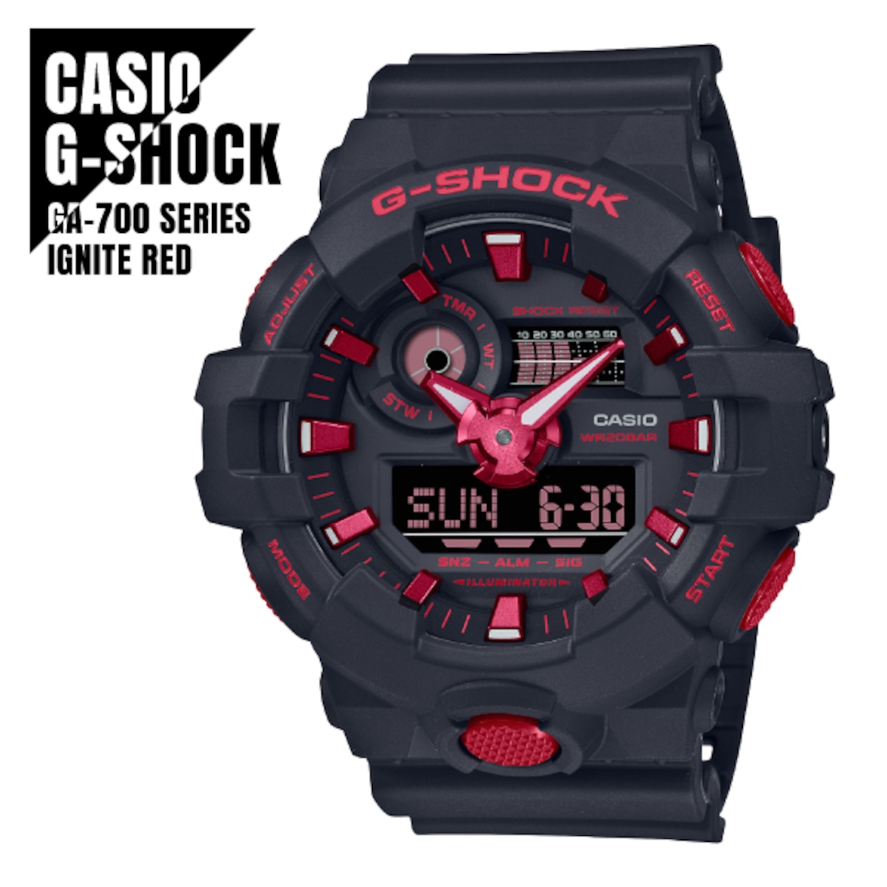 日本未発売 CASIO カシオ G-SHOCK ジーショック Ignite Red イグナイトレッド シリーズ GA-700BNR-1A 腕時計 メンズ