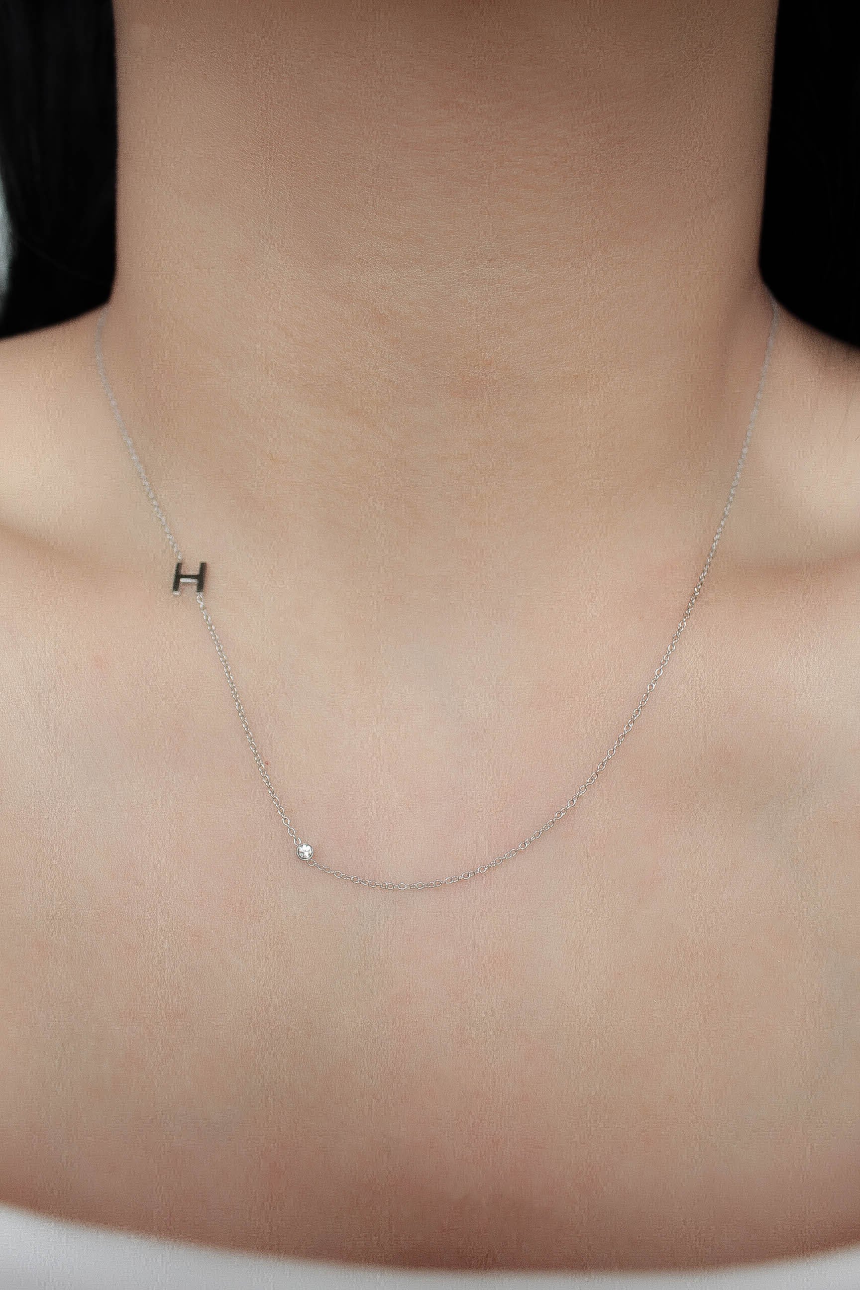 Alphabet Zirconia Necklace / Silver | ebine(エビネ)|金属アレルギー