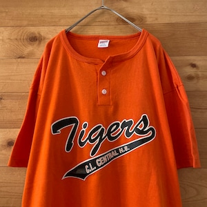 【SOFFE】90s USA製 ベースボール Tシャツ ヘンリーネック ラウンドカット ナンバリング XL US古着