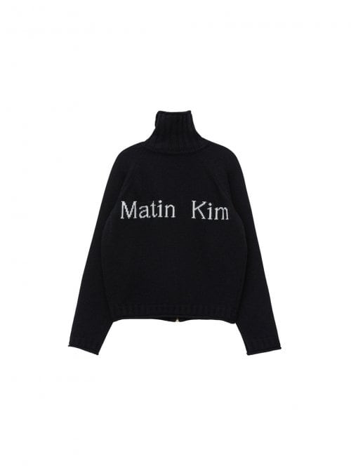 MATIN KIM] SPELL POINT KNIT ZIP UP IN BLACK | もごつ