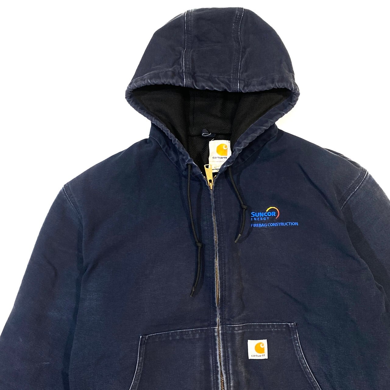 Carhartt ブラックジャケット SUNCOR刺繍 Carhartt カーハート アクティブジャケット ダック地 フルジップ