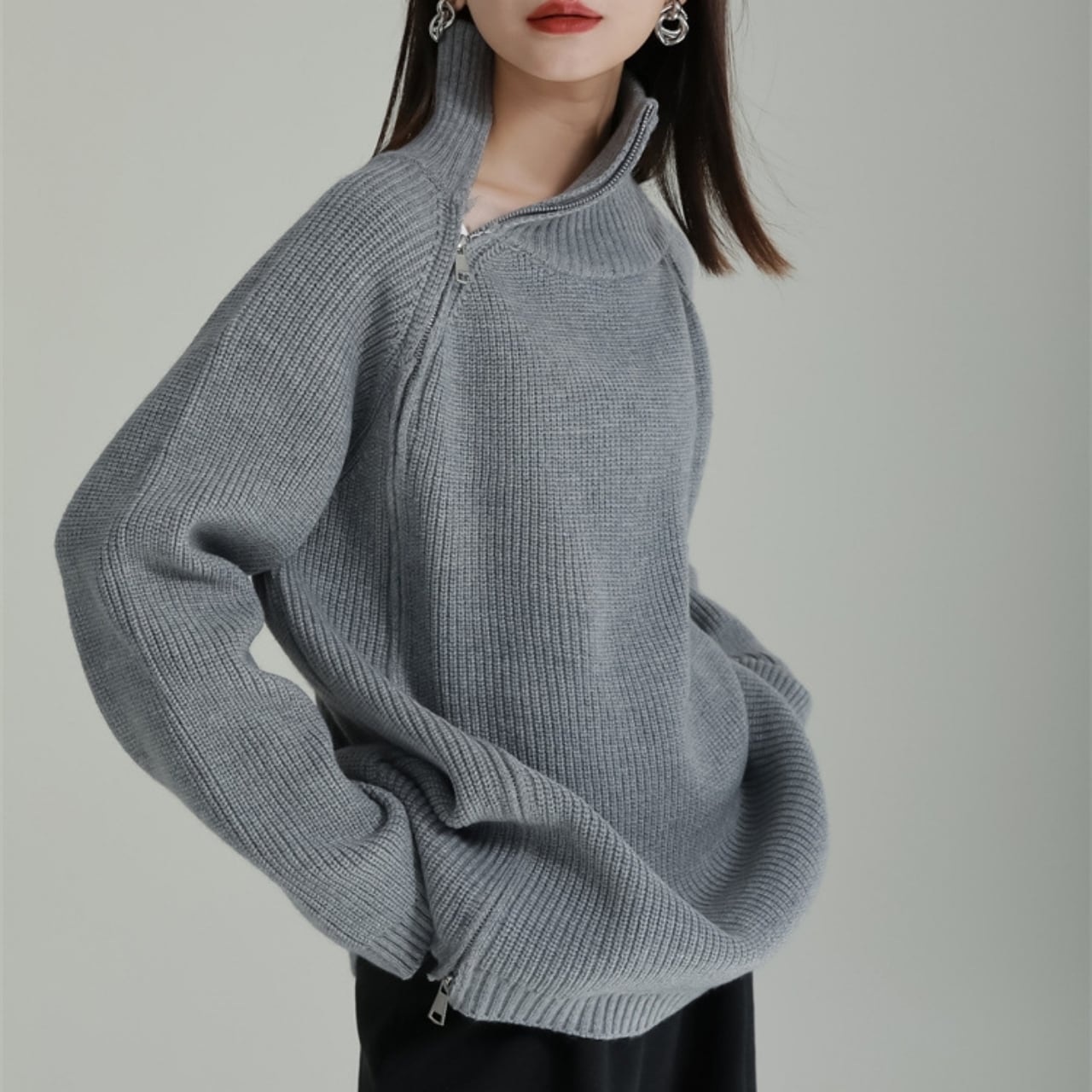 Zip-up Oversized Knit 00931