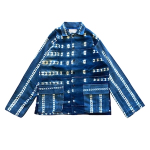 COATZ The Aso Oke Chore jacket in African stripe weave cotton indigo pattern2