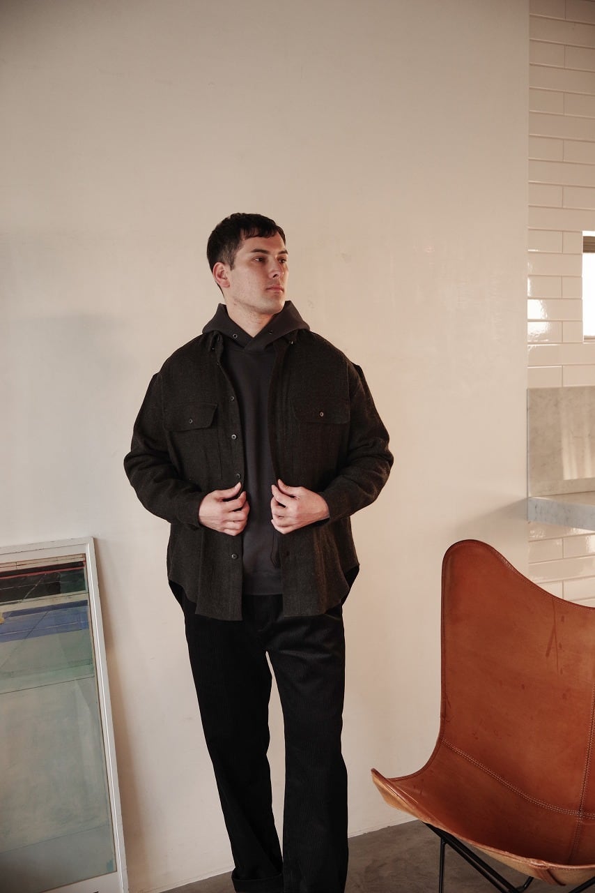 Linen Wool Herringbone L/S Shirt