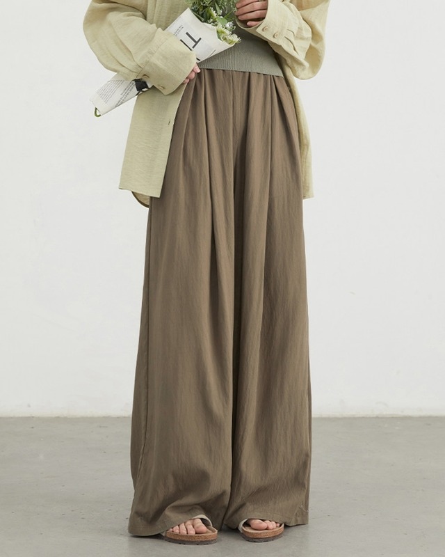 Tuck-in wide leg full length pants L0142