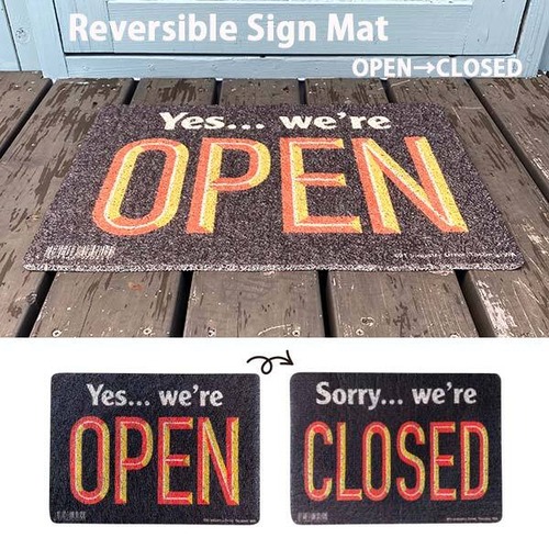 REVERSIBLE SIGN MAT リバーシブルサインマット OPEN/CLOSED PVCマット 両面 店舗 玄関マット 屋外 屋内 アメリカン