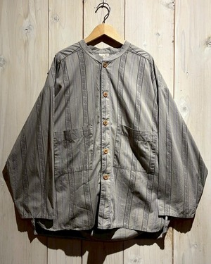【a.k.a.C.a.k.a vintage】“Angelo Litrico” Flower Motif Stripe Band Collar Shirt