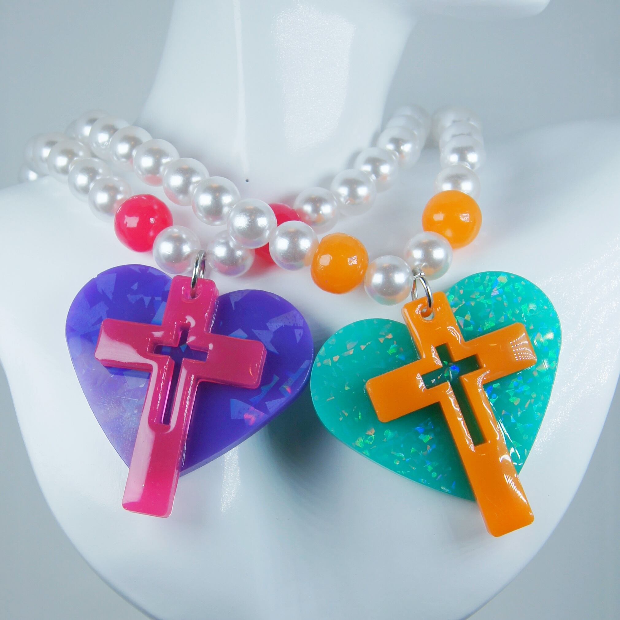 No.2083☆ハンドメイド☆♡ハート☆紫陽花万華鏡フラワーレジンネックレス