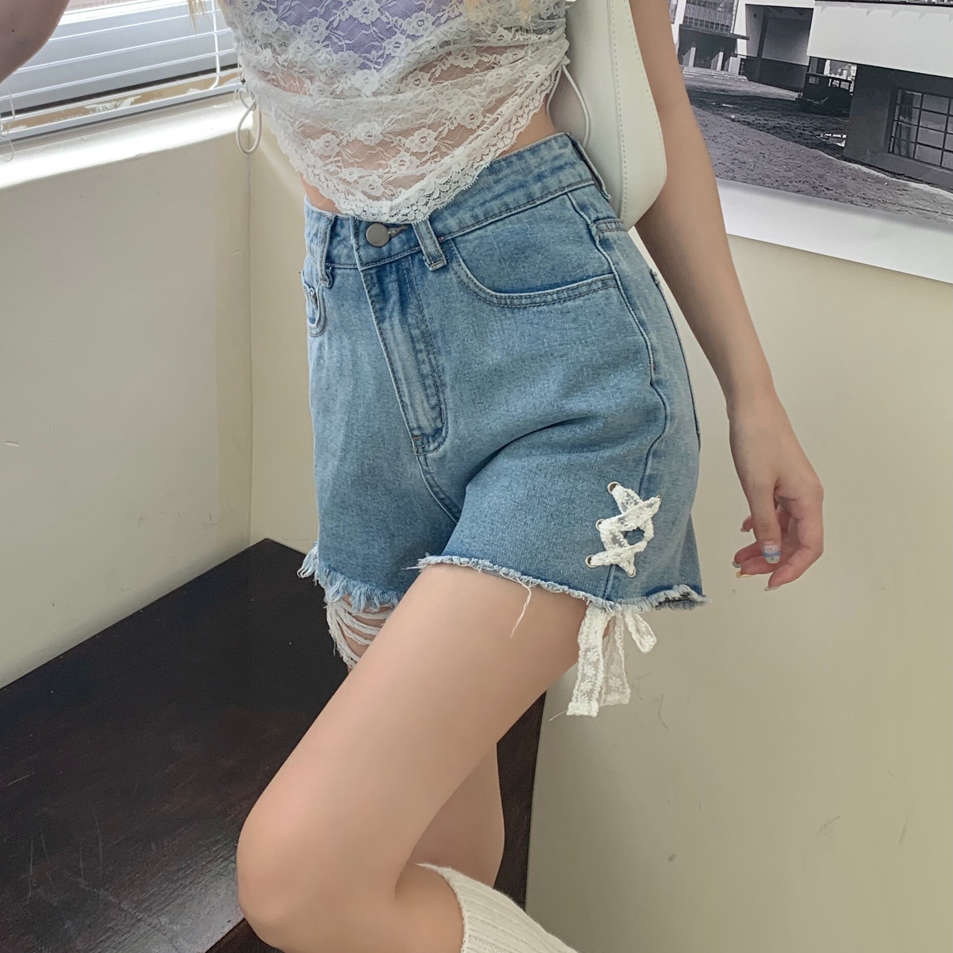 ショーツ サマー薄手スタイルウェストワイドレッグパンツ 夏物 ブルマー ワイドパンツ YY-ファッション11738413405