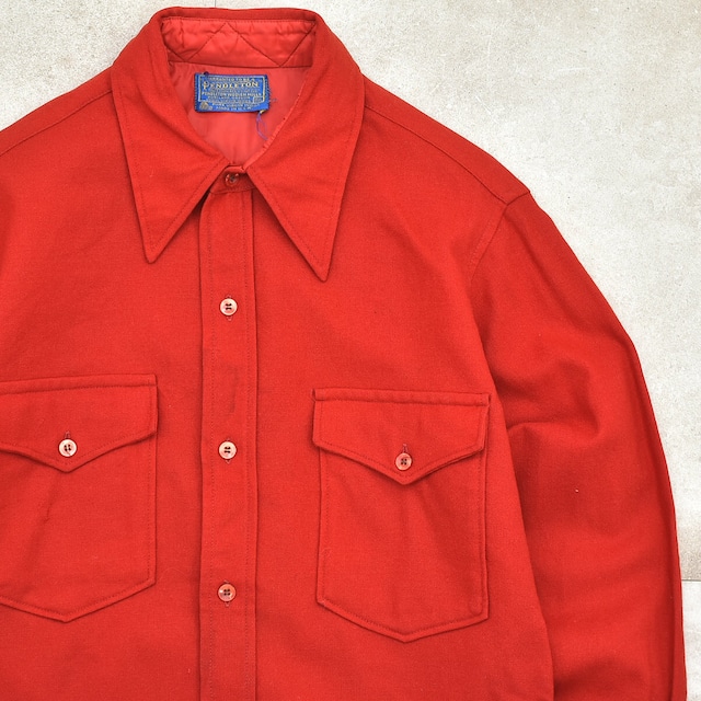 70's PENDLETON Red color wool shirt