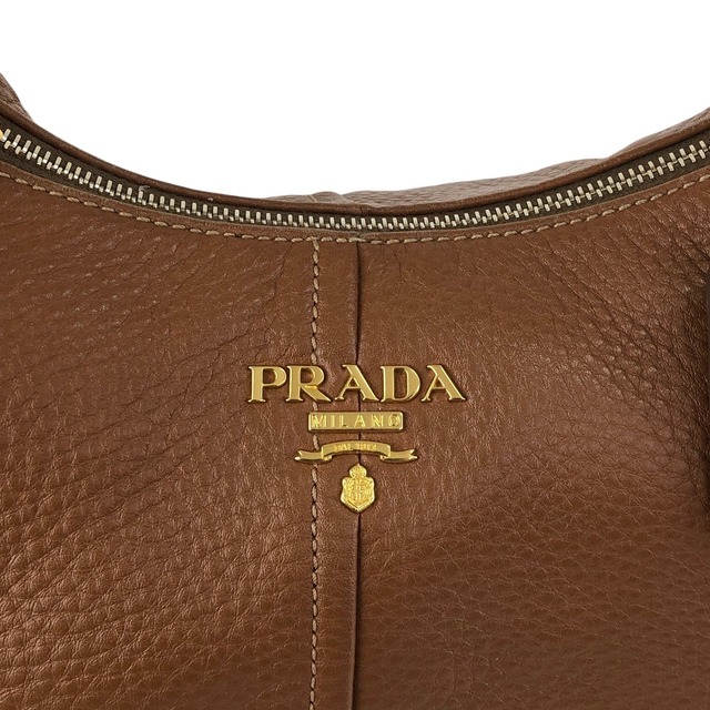 PRADA プラダ ショルダーバッグ ブラウン ロゴ レザー ホーボー vintage ヴィンテージ オールド vbntex