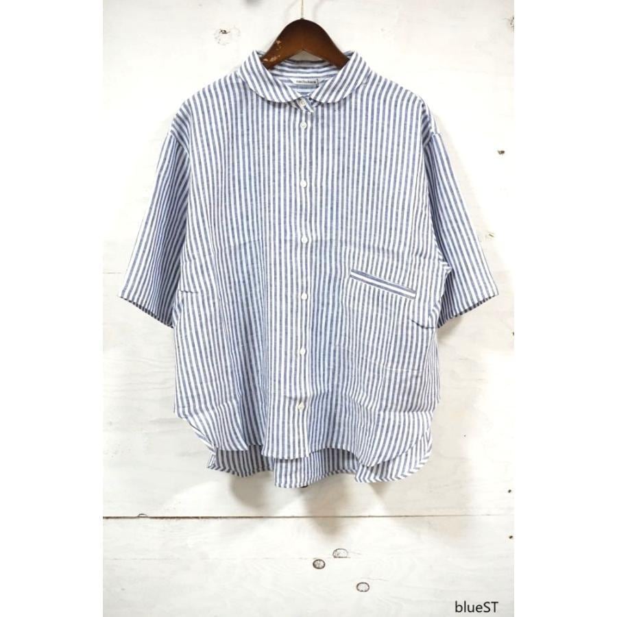 nachukara(ナチュカラ）先染めフレンチリネン ラウンドカラーシャツ【日本製】