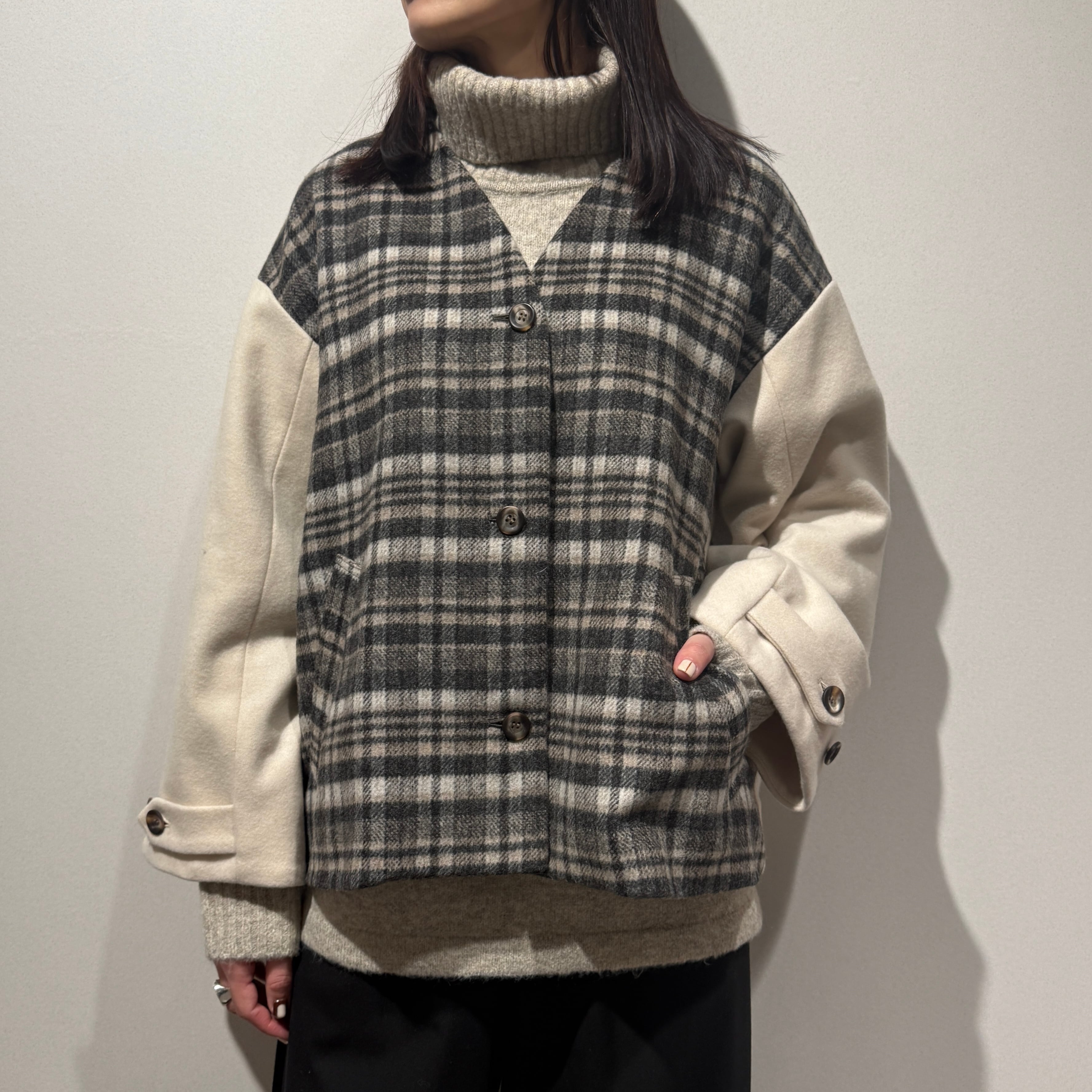 限定店舗】ランダムチェックウールショートジャケット | トワミー