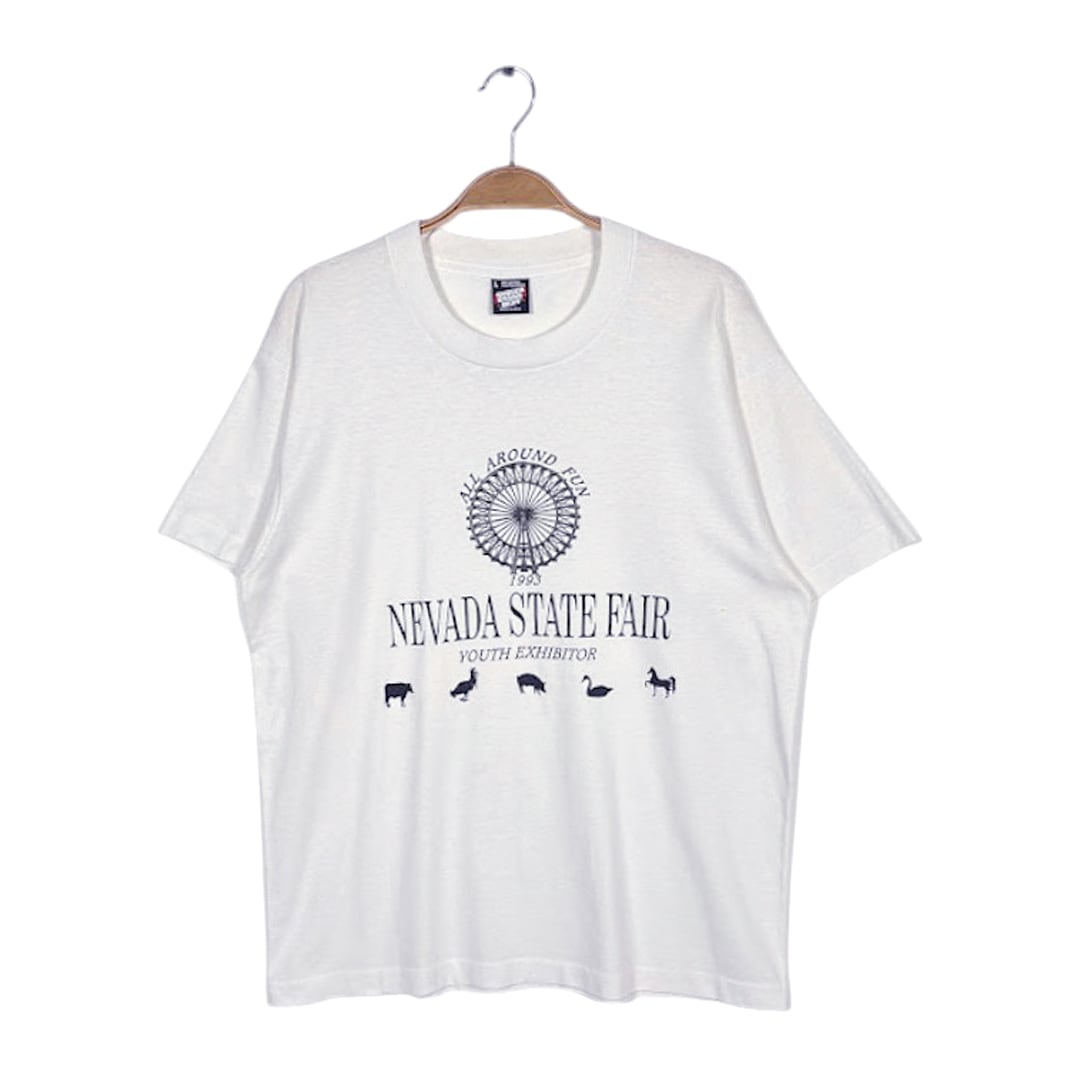 90s 観覧車 アニマル影絵 USA製 ヴィンテージ Tシャツ ホワイト シングルステッチ スクリーンスターズ サイズL BZ0612
