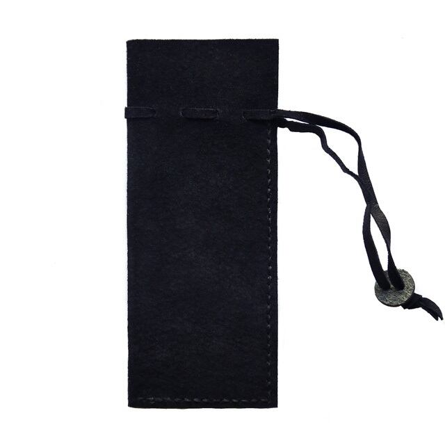 はんこ入れ 巾着袋 / 豚革 / ブラック / L