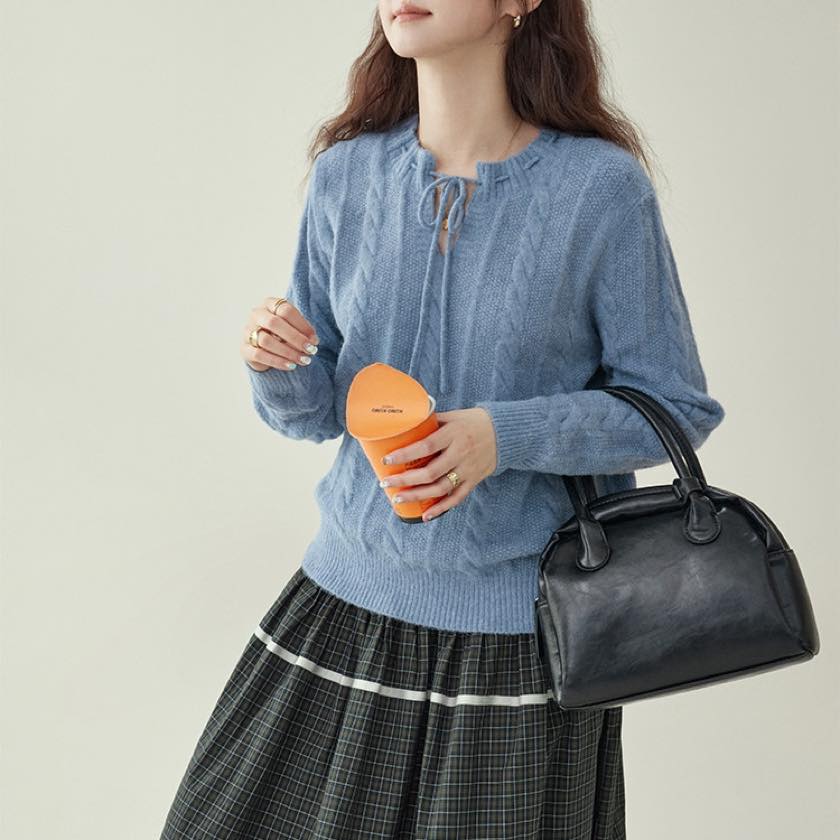 ribbon design cable knit tops | colorer