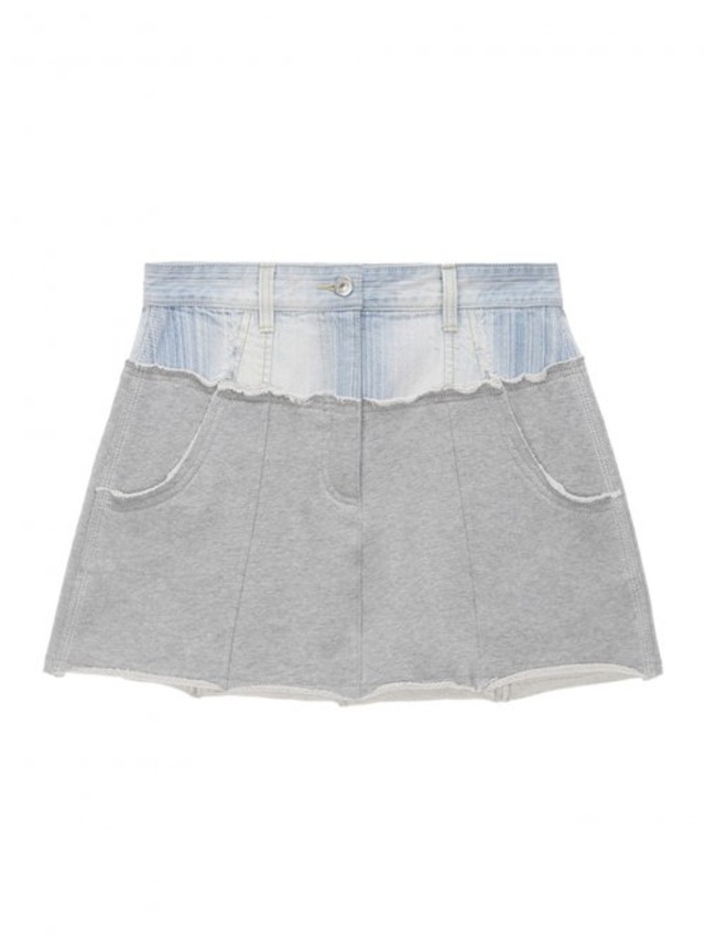 [MATIN KIM] DENIM COMBI SWEAT SKIRT IN GREY