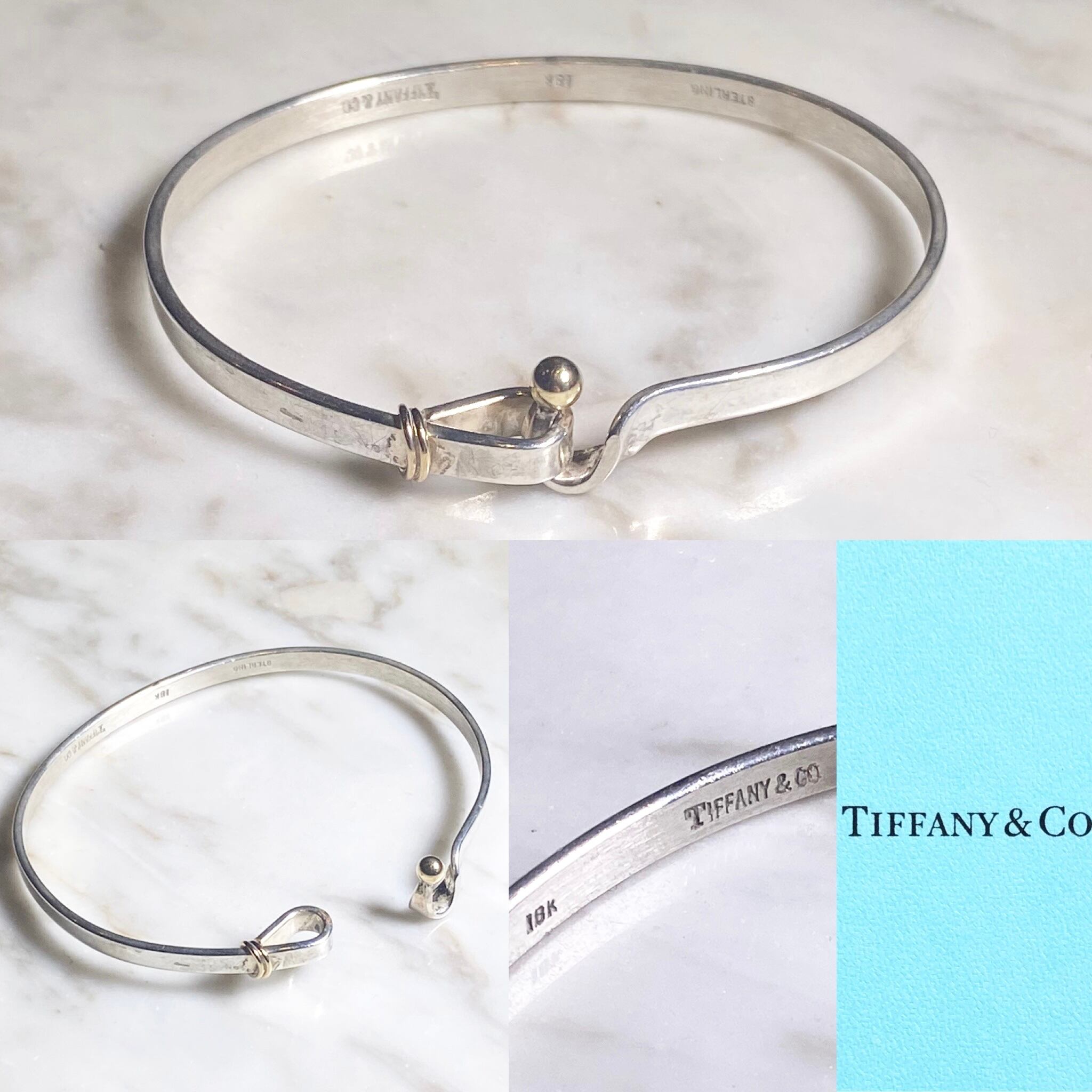 vintage TIFFANY silver × k18 hook design bracelet “hook&eye