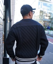 【#Re:room】CABLE KNIT SWITCHING SWEAT TRAINER［REC807］