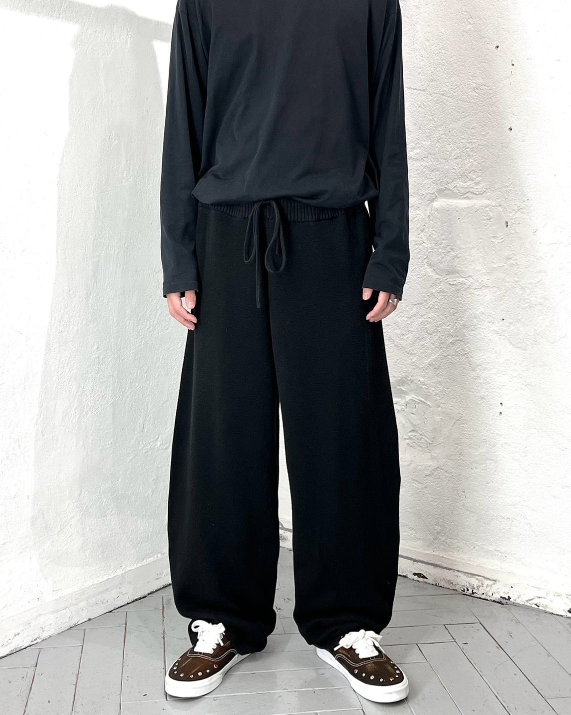 00s~ Liz Claiborne Cotton×Acrylic Knit Easy Pants