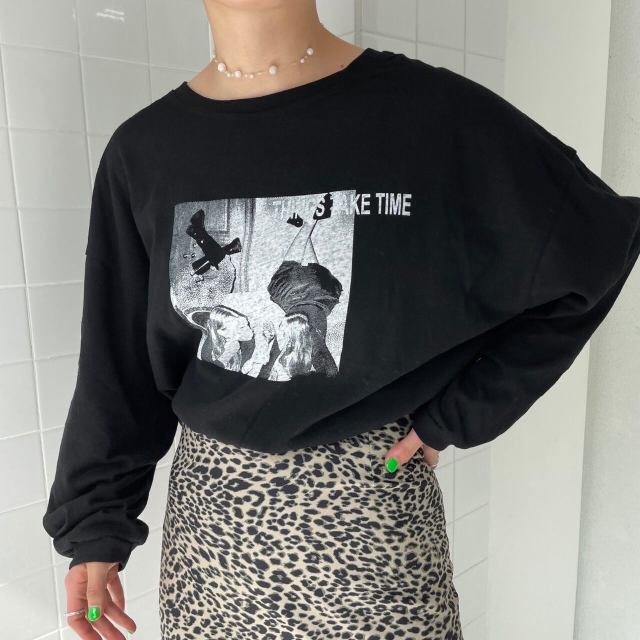 print sheer long T-shirt_LN0705