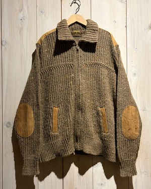 【a.k.a.C.a.k.a vintage】80's “TUNDRA”Suede Leather Switching Design Vintage Knit Jacket