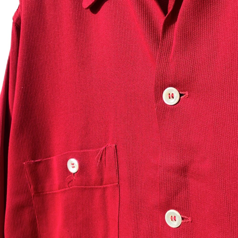 Manhattan] Vintage Rayon Gabardine Open Color Shirt [1950s