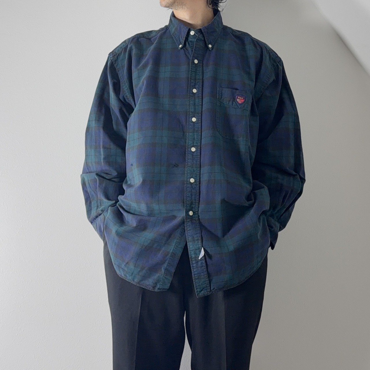 90s Ralph Lauren black watch "The Big Shirt" [XL] 古着 - 19