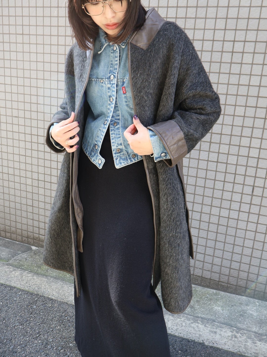leather piping gown coat【1905】