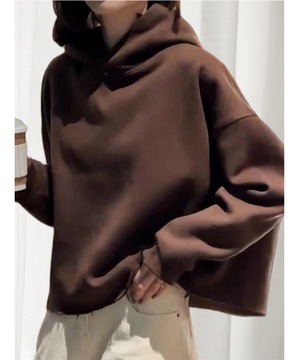 brown◆スウェットショート丈パーカー【t-10142】