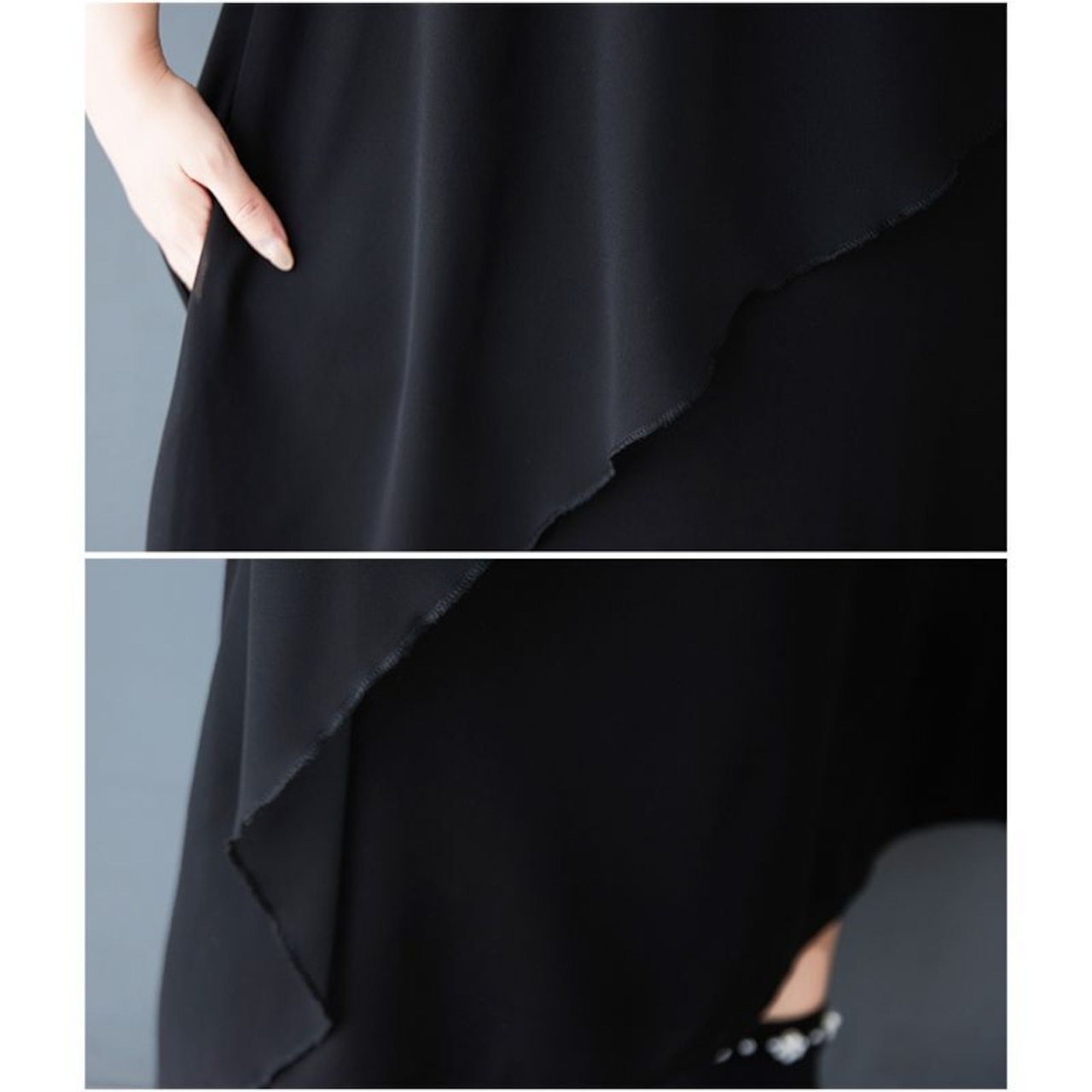 レイヤード風 ブラック ワンピース 30152