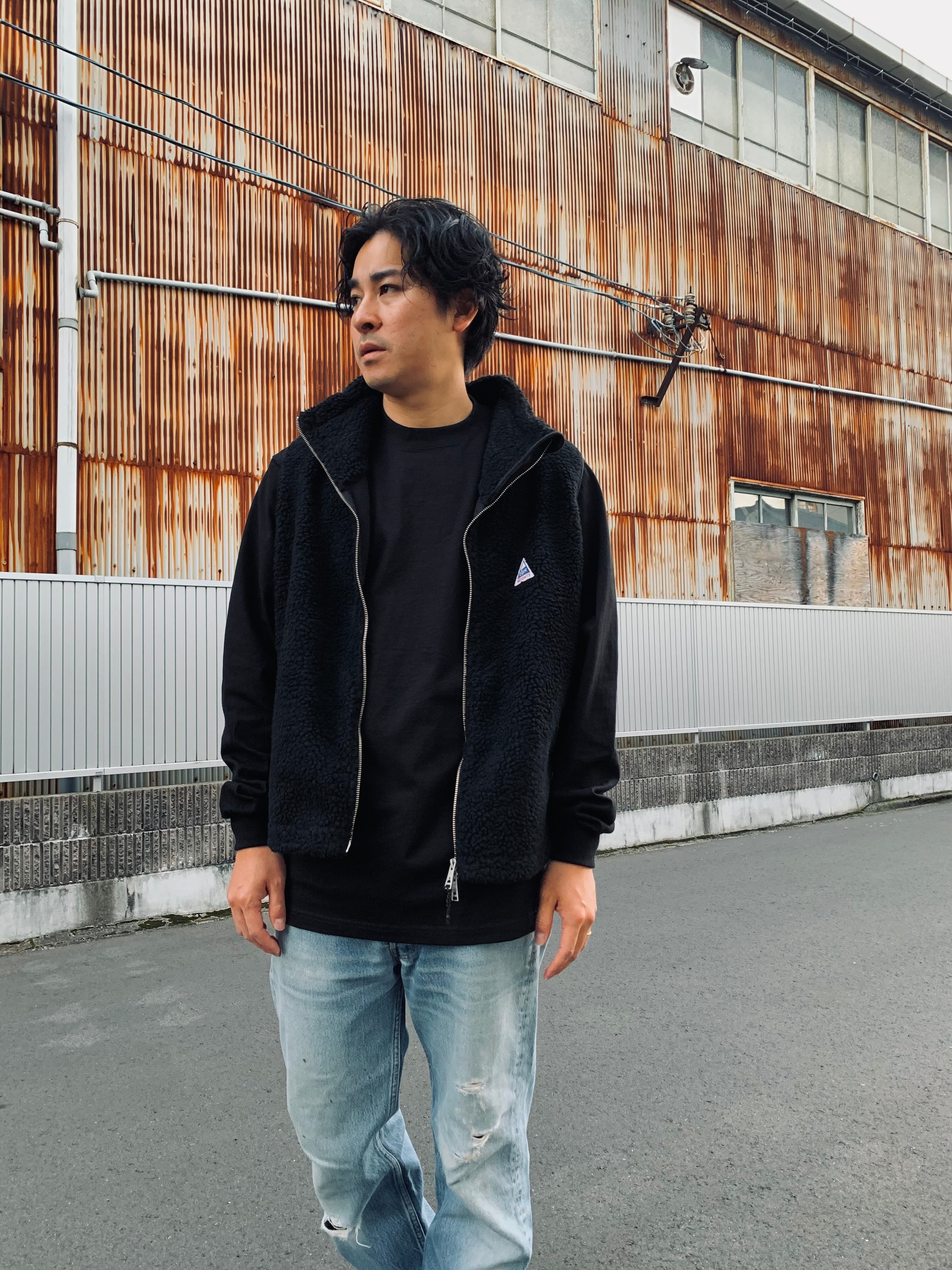Cape HEIGHTS boa fleece vest black ケープハイツ ボアフリースベスト