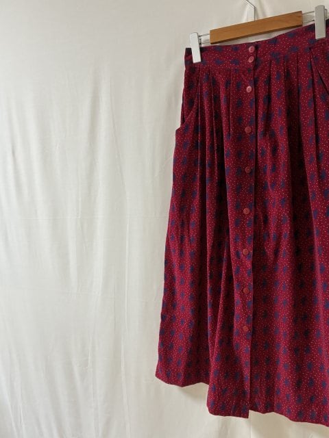 1990's Patterned Corduroy Gather Long Skirt