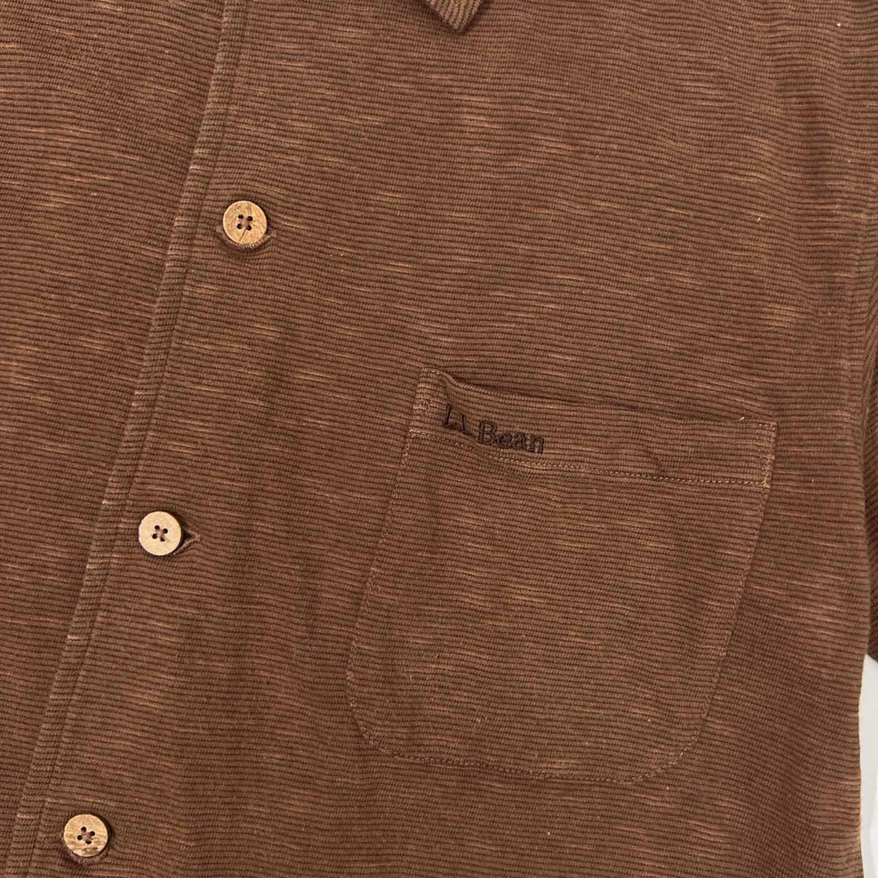 L.L.Bean エルエルビーン 天竺 ボーダー 半袖 シャツ S /ブラウン/メンズ