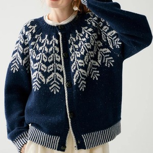 ノルディック柄ニットカーディガン   F0015
